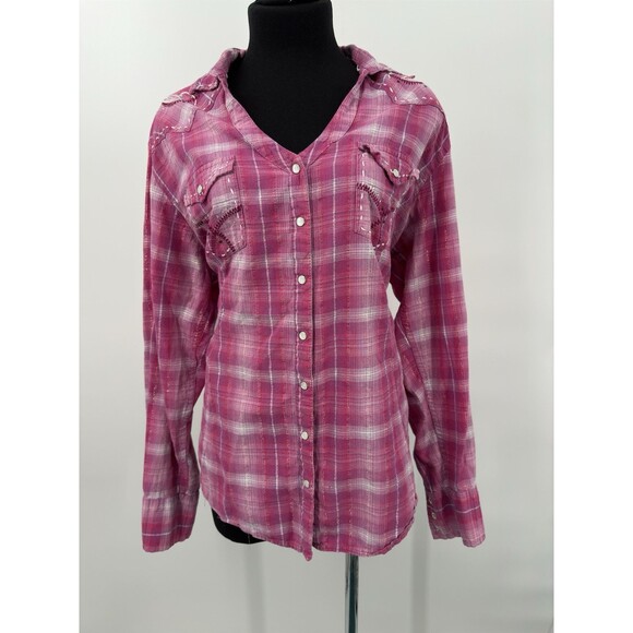 Panhandle Slim Womens Pink Purple XL Button Up Western‎ Shirt Striped XL - Picture 2 of 9